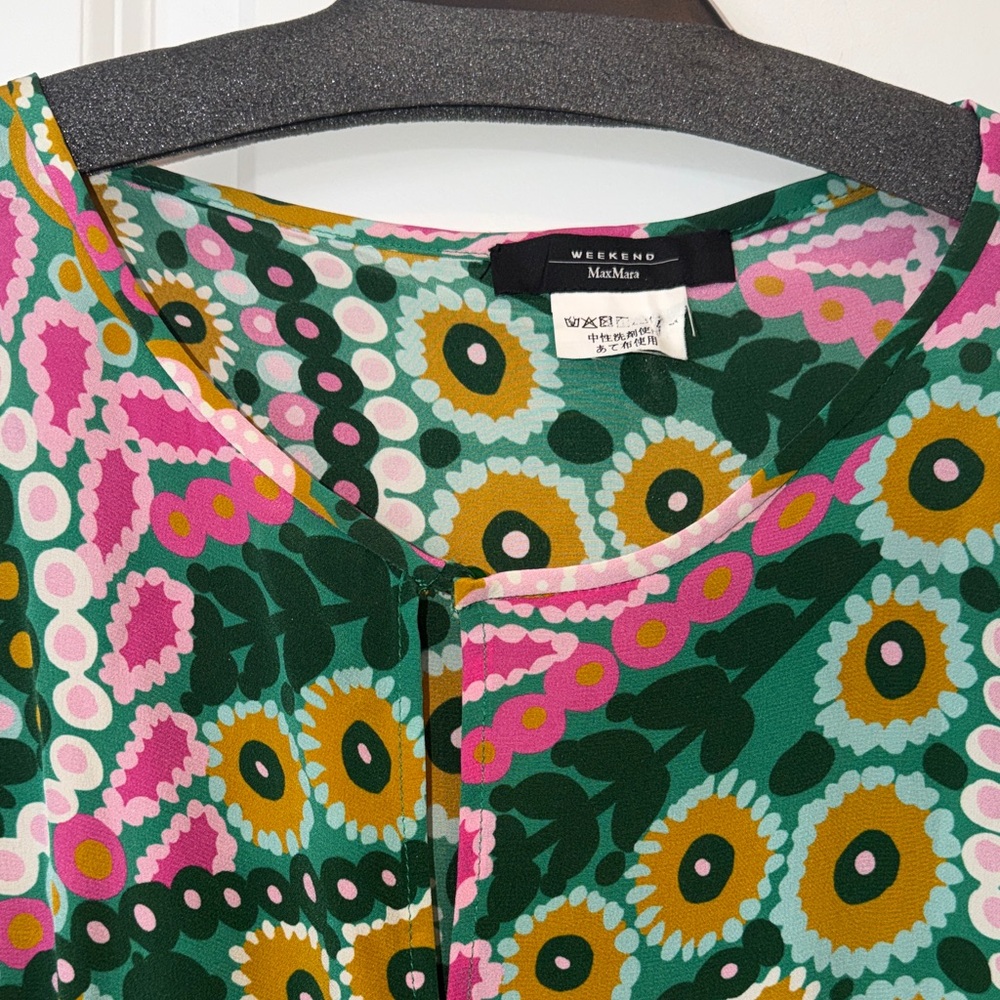 Like New Max Mara Weekend Silk Jupiter Floral Green and Pink Maxi Dress Sz S - Picture 10 of 15